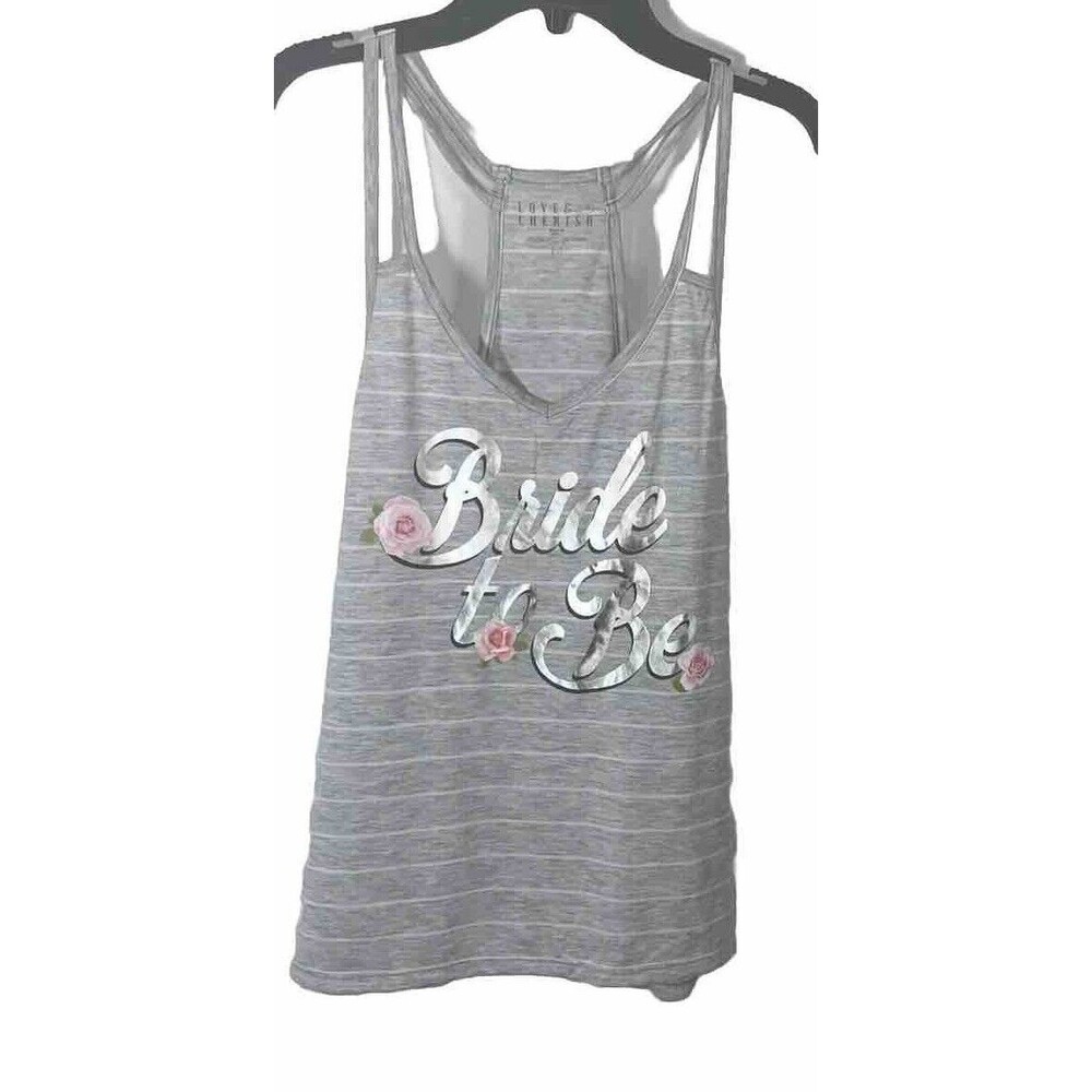 M Love & Cherish Gray Bride To Be Pajama Tank Top Polyester/Rayon Machine Wash